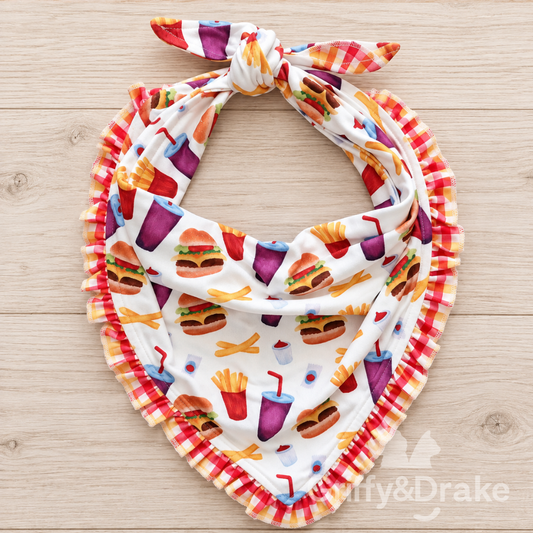 Barking For Burgers Ruffle Bandana